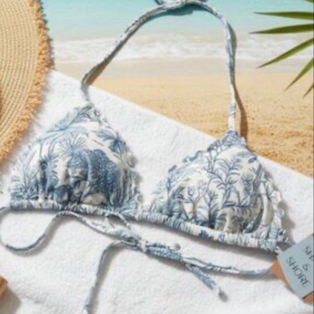Shade & Shore Bikini Top Women M‎ Blue New With Tags